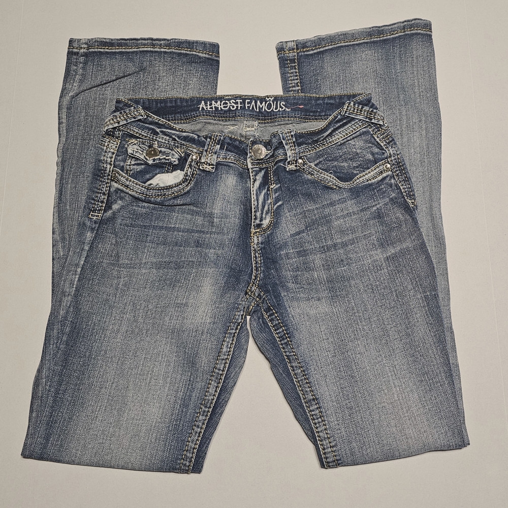 Almost Famous Blue Boot Cut Jeans with Subtle Distressing